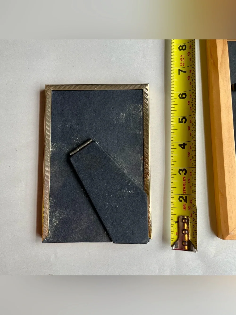 Vintage Wood and Brass Picture Photo Frames w/ Fine Art Prints-Set of 2